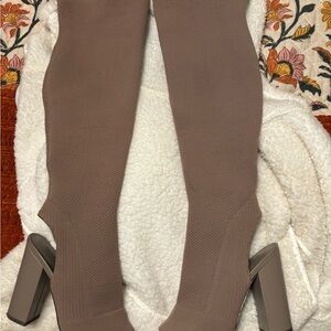 Call It Spring Taupe Over the Knee Boots